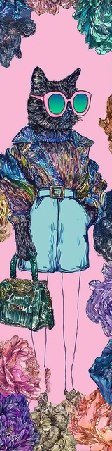 Cat bookmarks featuring a posh cat on a pink background